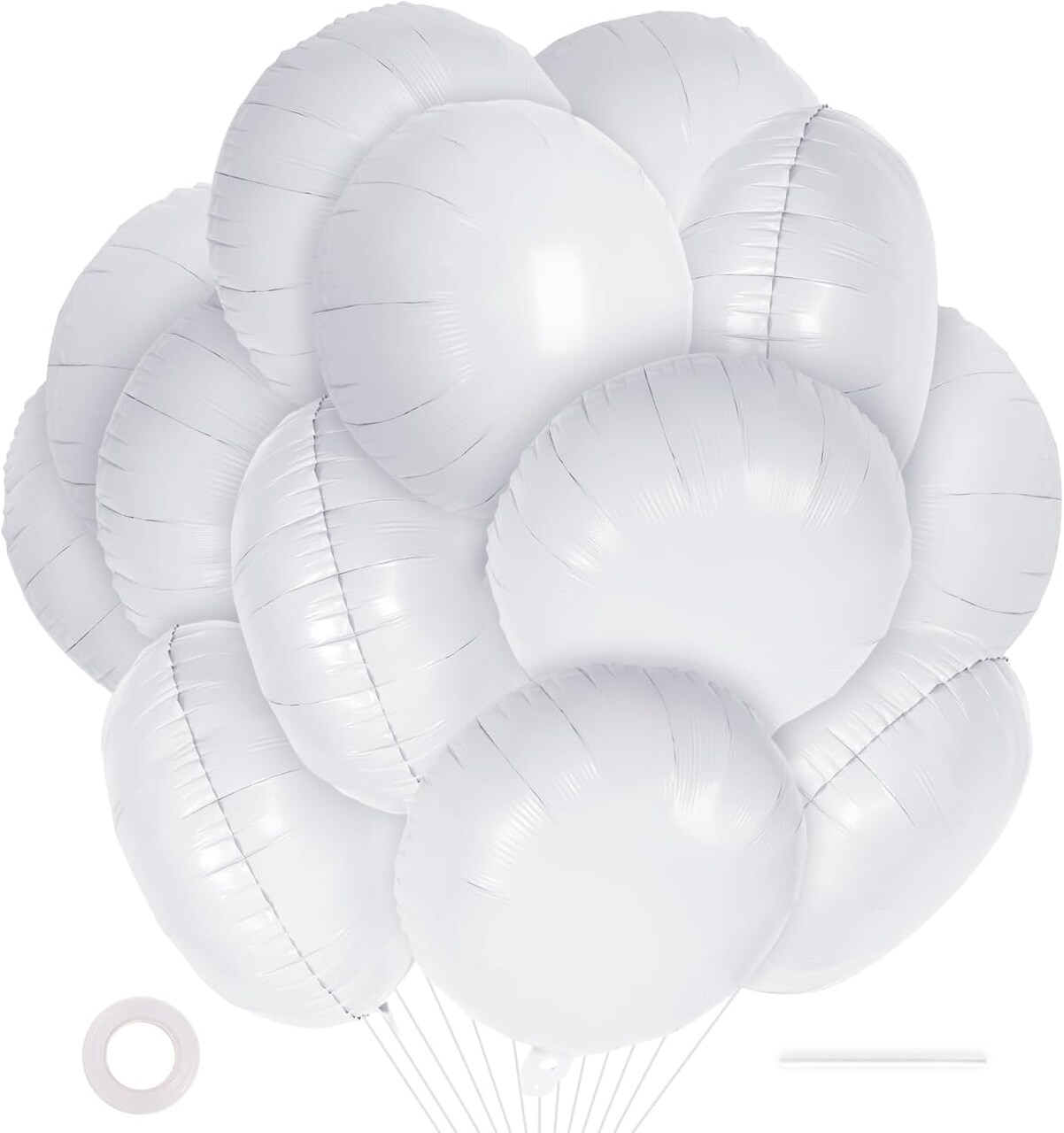 20 Pcs White Round Shaped Balloons,18 Inch Round Foil Balloon